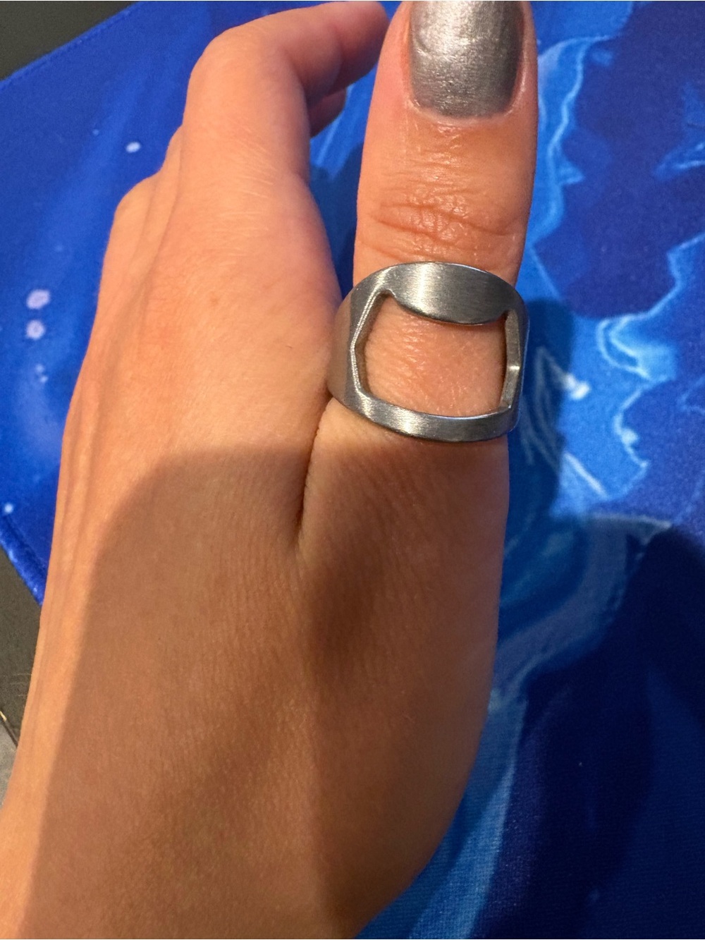 Men's Modern Bottle Opener Silver Ring - Sleek Minimalist Design